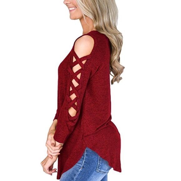 women’s casual loose t shirt cut out sleeve - Picture 2 of 4
